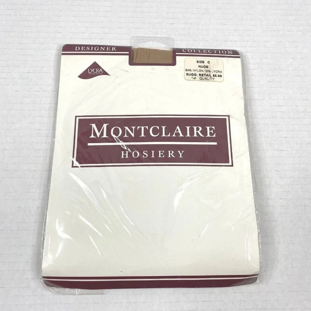 Montclaire Hosiery Pantyhose Womens Size C Nude Designer Collection Nylon Lycra‎